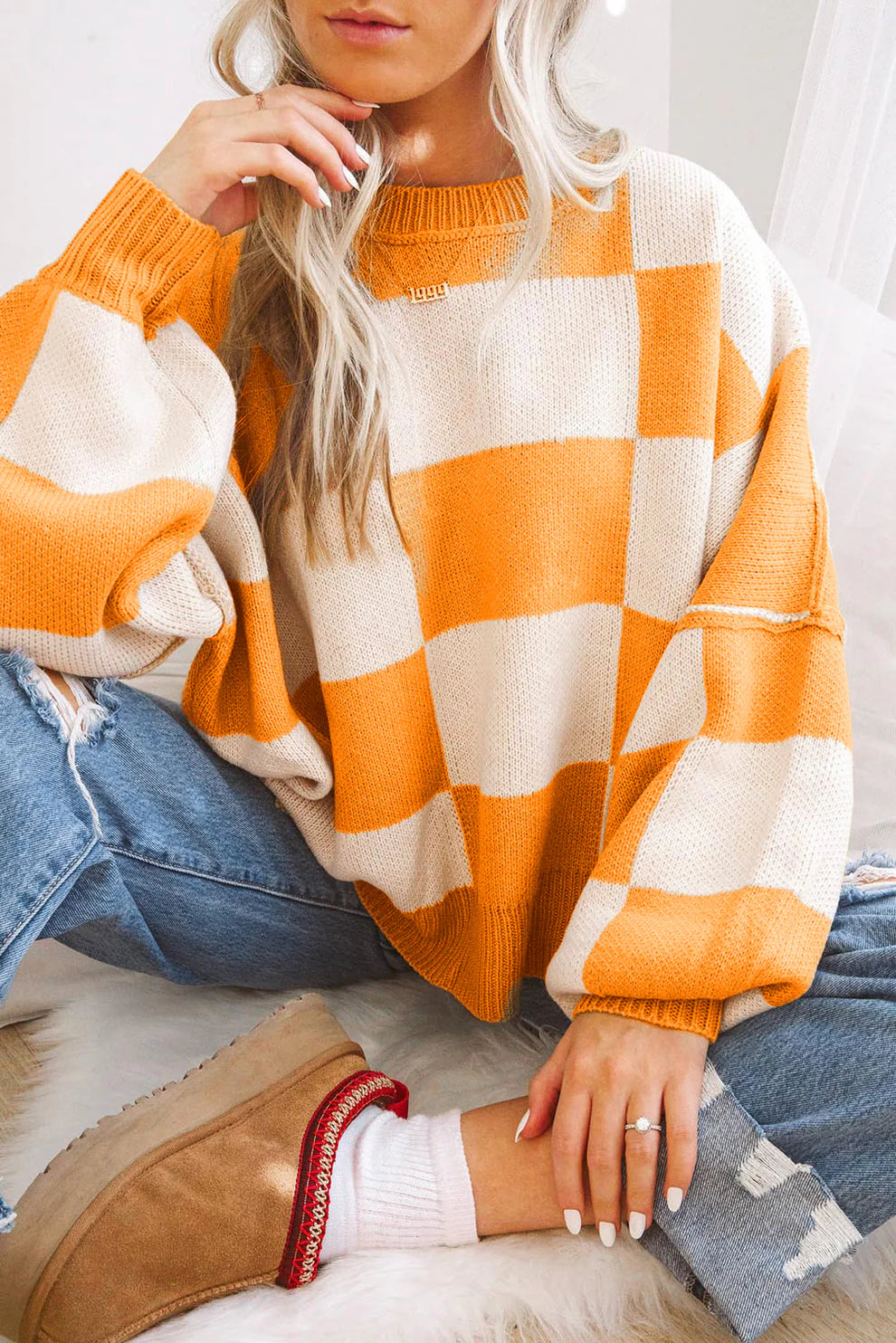 Checkered Sweater (Multiple Colors) Outfit