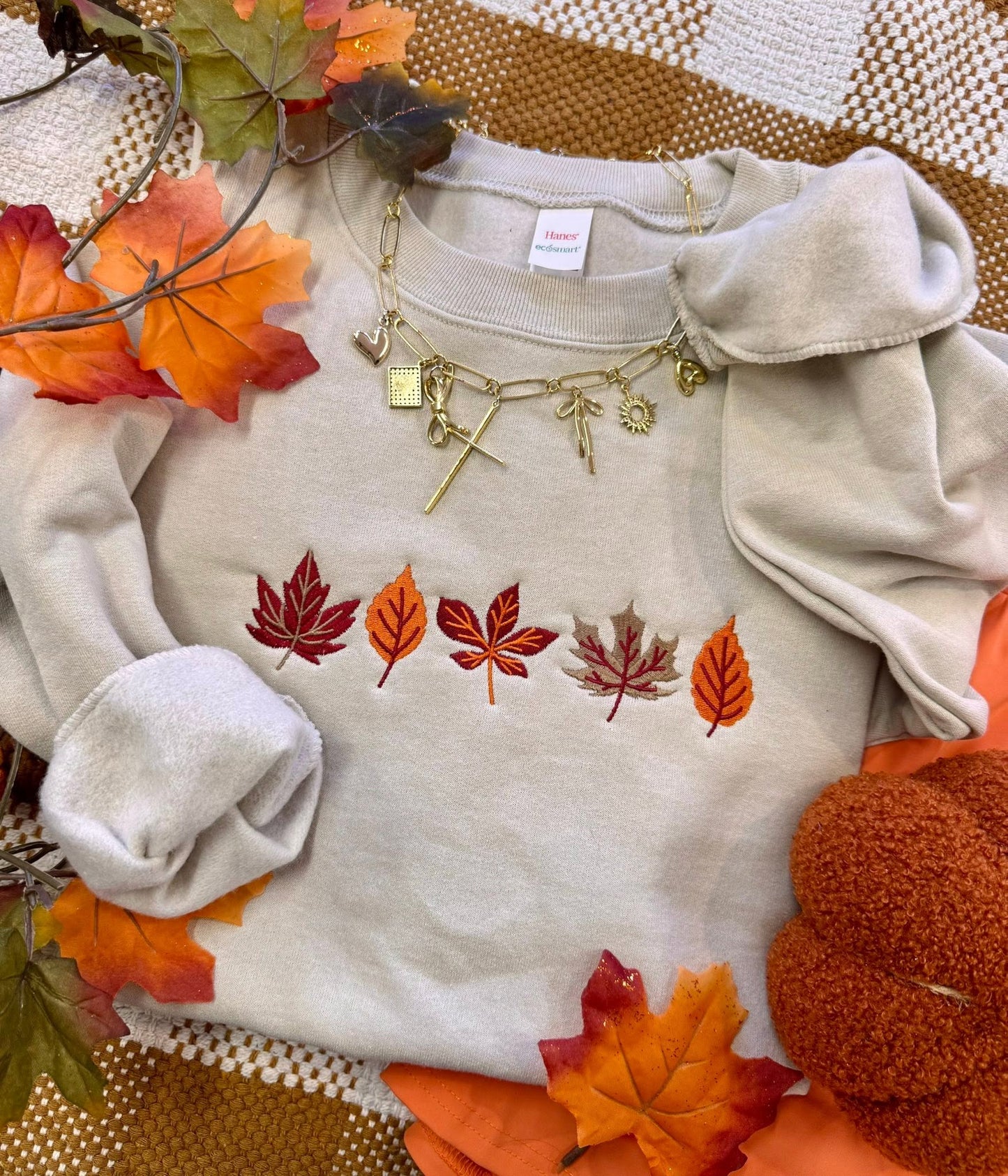 Fall Leaves Embroidered Tee & Sweatshirt