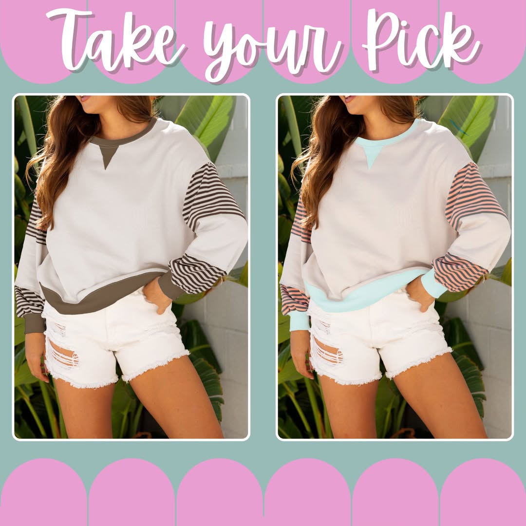 Striped Colorblock Sweatshirt (Multiple Colors)