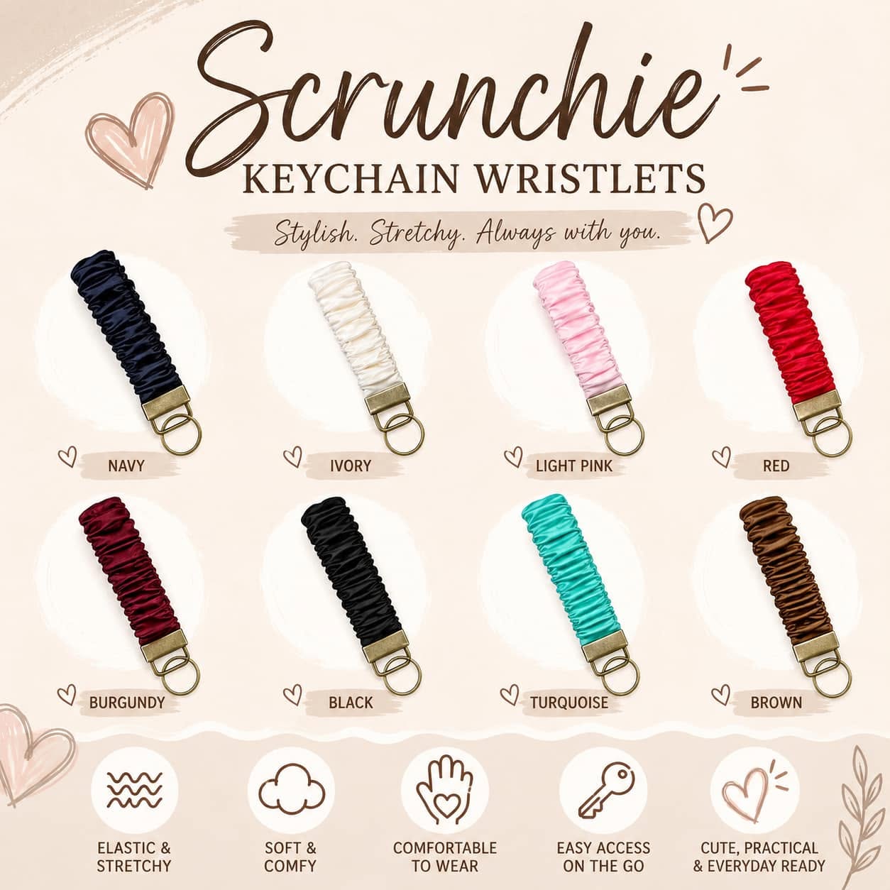 Scrunchie Keychain Wristlets 