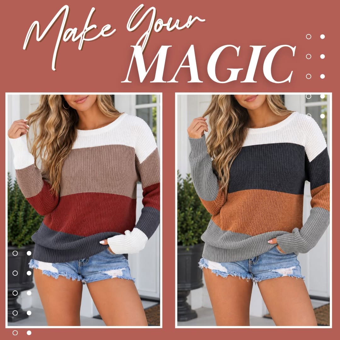 Colorblock Knitted Sweater (2 Color Choices)