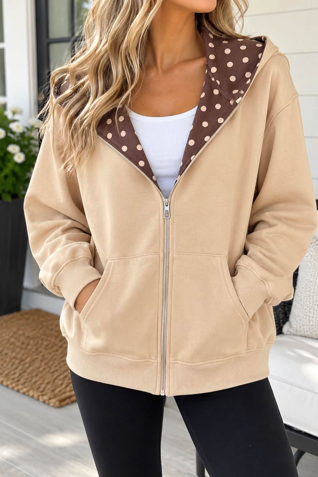 Polka Dot Hooded Sweatshirt