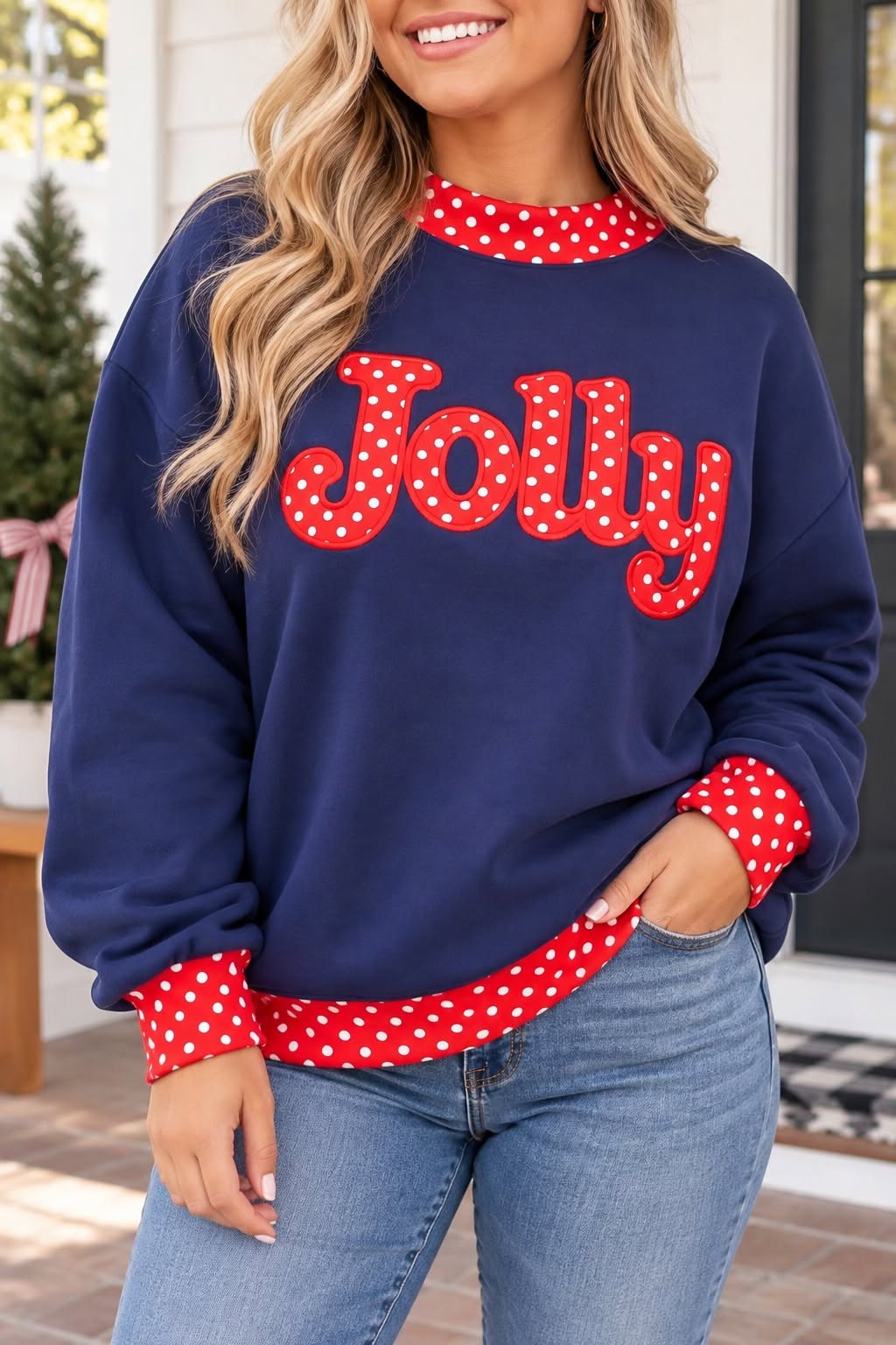 PLUS Blue Polka Dot Jolly Sweatshirt