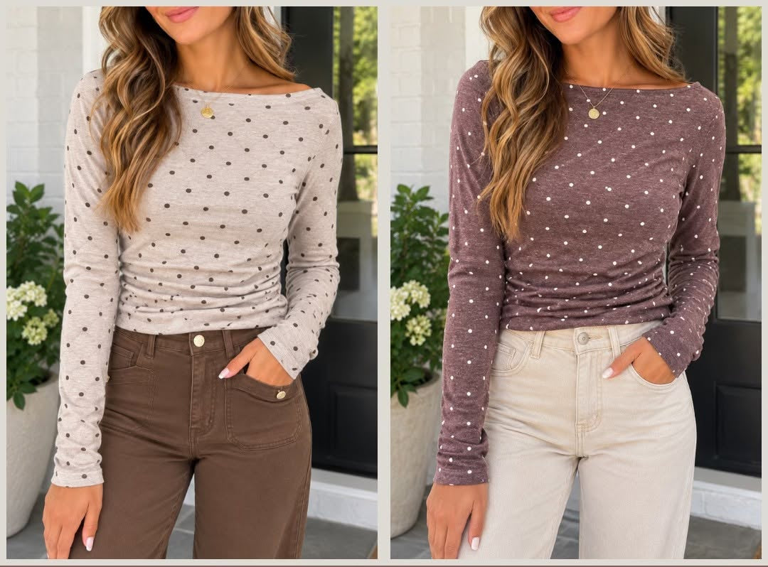 Polka Dot Knit Shirt (2 Colors)