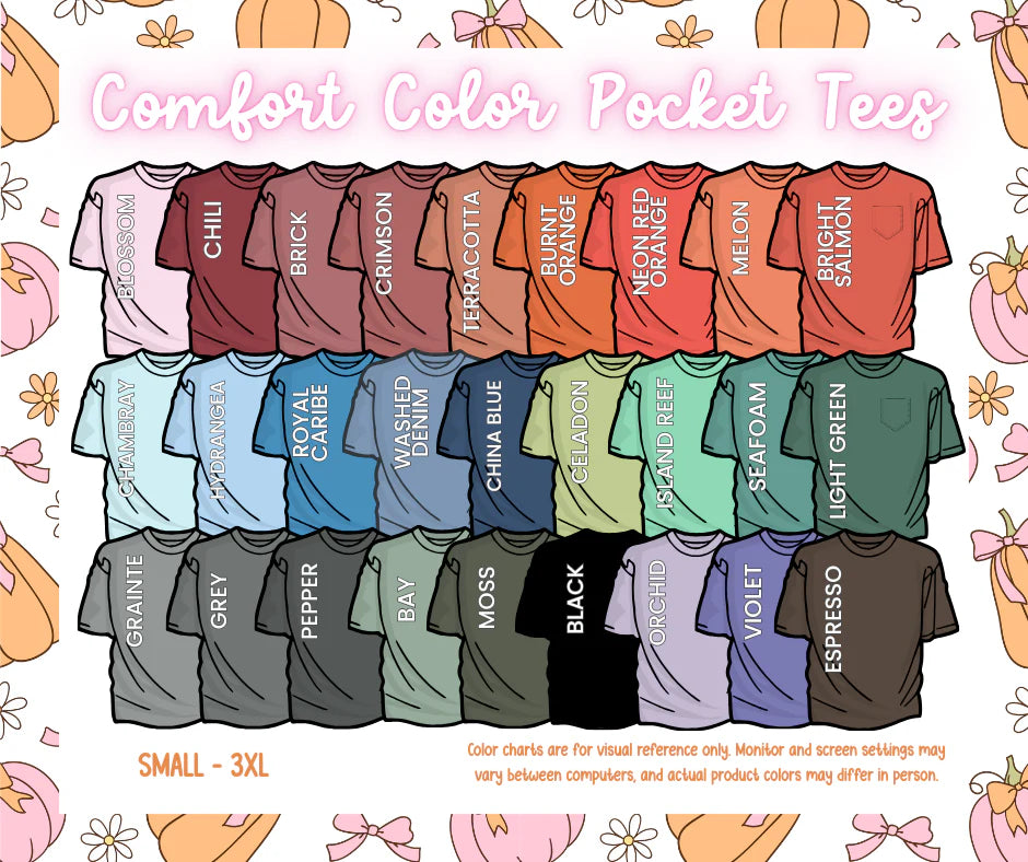 Pumpkin Monogram Comfort Color Pocket Tee