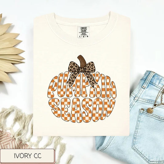 Checkered Pumpkin Season Tee