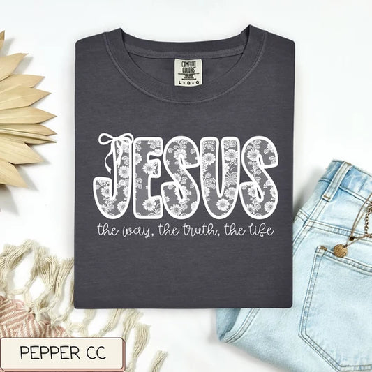 White Lace Jesus Tee