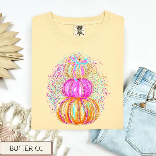 Pumpkin Stack Splatter Tee