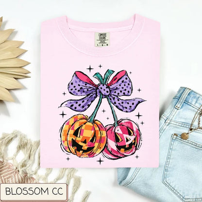 Checkered Pumpkin Cherries Tee