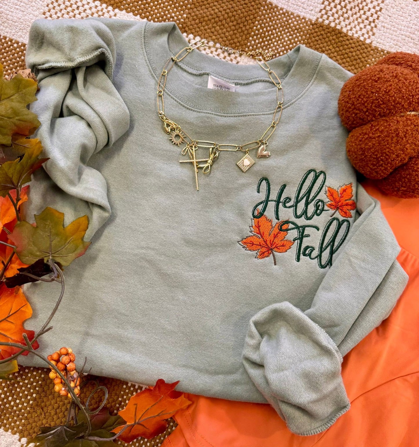 Hello Fall Embroidered Tee & Sweatshirt