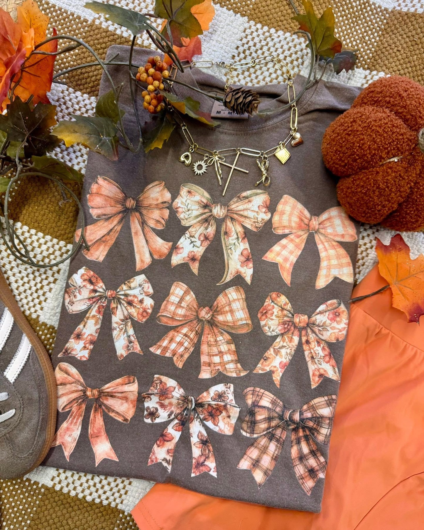 Fall Printed Bows Tee