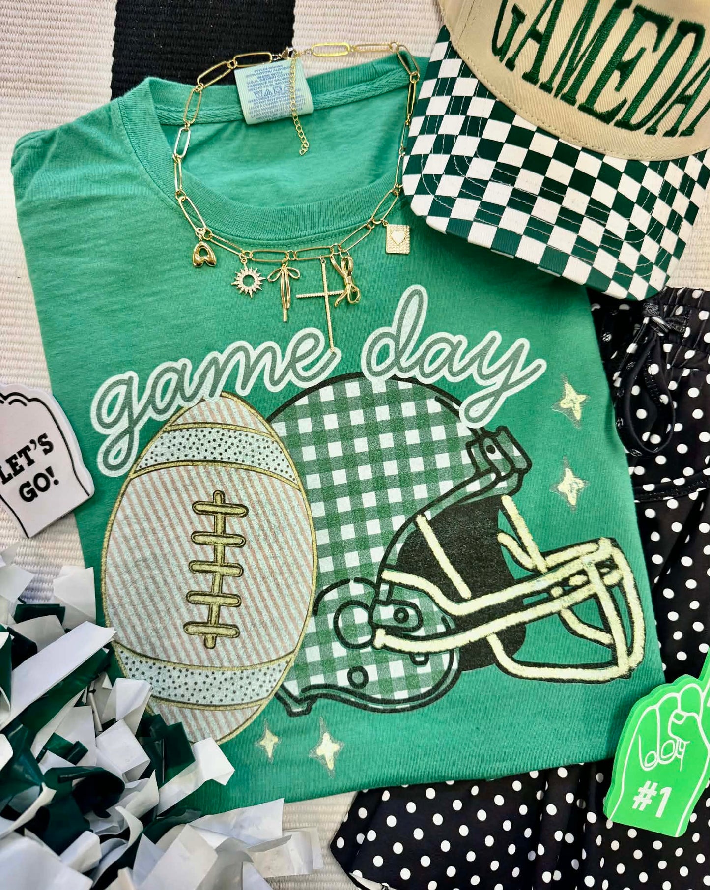 Game Day Gingham Helmet Tee (Multiple Colors Available)