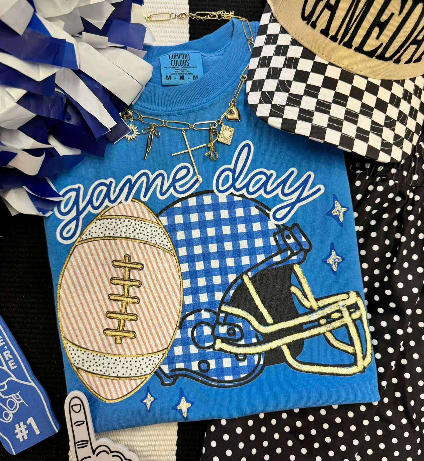 Game Day Gingham Helmet Tee (Multiple Colors Available)