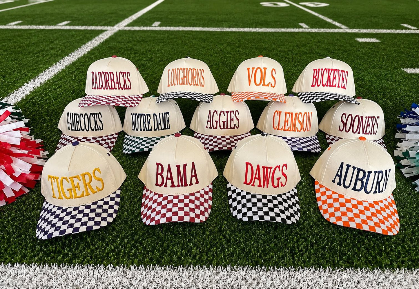 Custom Checkered Game Day Hats