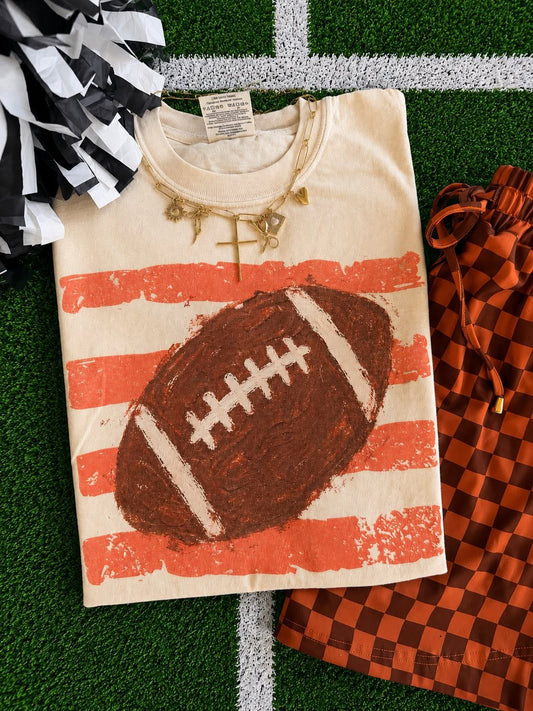 Striped Faux Painted Football Tee