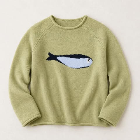 Green Fish Knit Sweater Outfit