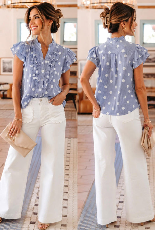 White Scalloped Jeans Outfit