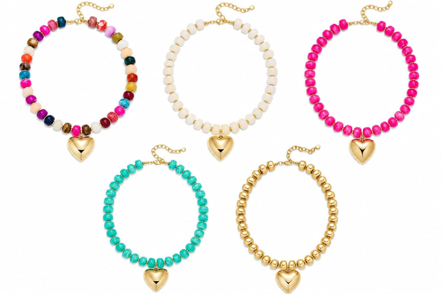 Chunky Heart Bead Necklace