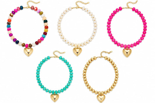 Chunky Heart Bead Necklace