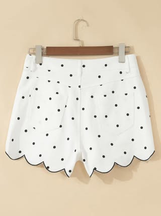 White Polka Dot Scallop Shorties
