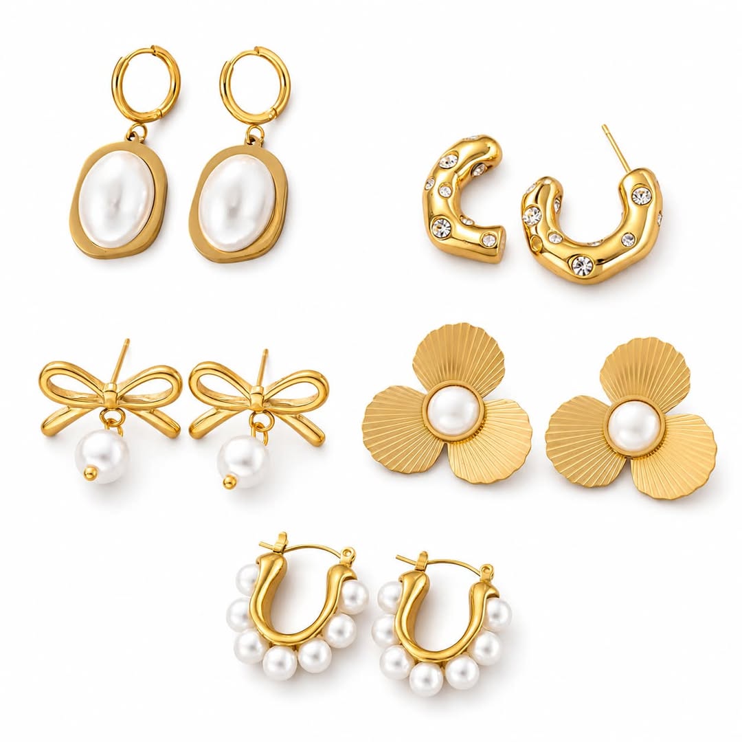 Pearl & Gold Earrings