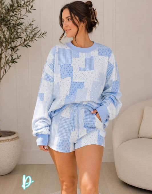 Blue Floral Casual Set