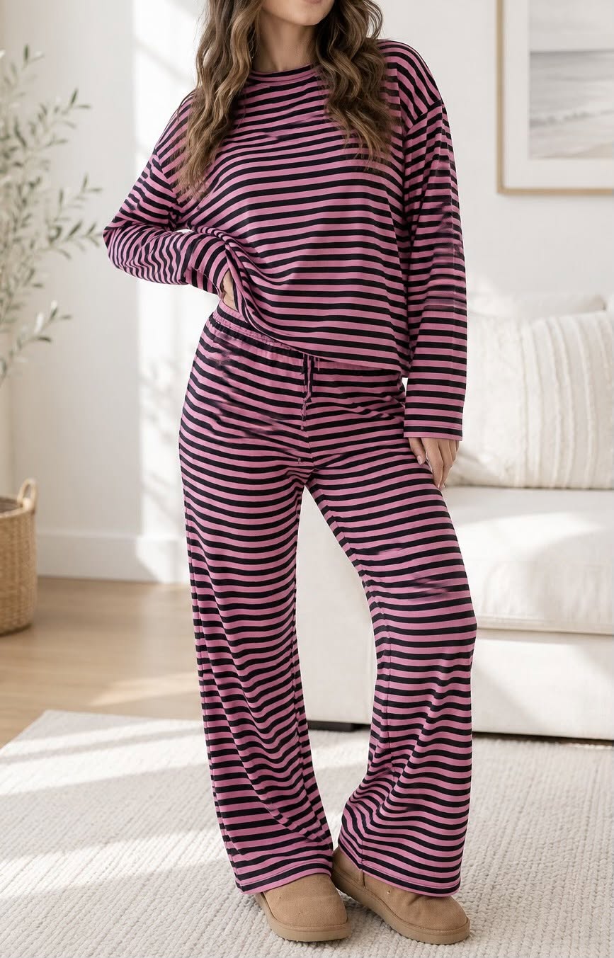 Pink Stripe Casual Set S-XL