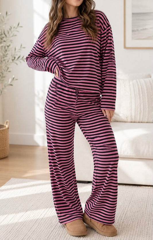 Pink Stripe Casual Set S-XL
