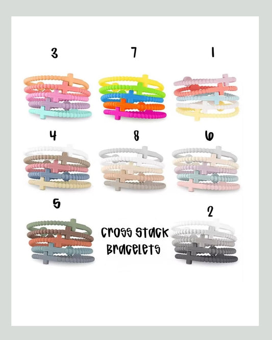 Silicone Cross Stack Bracelets
