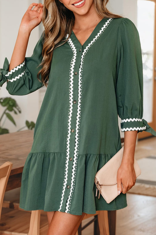 Contrast RicRac Trim Shift Dress