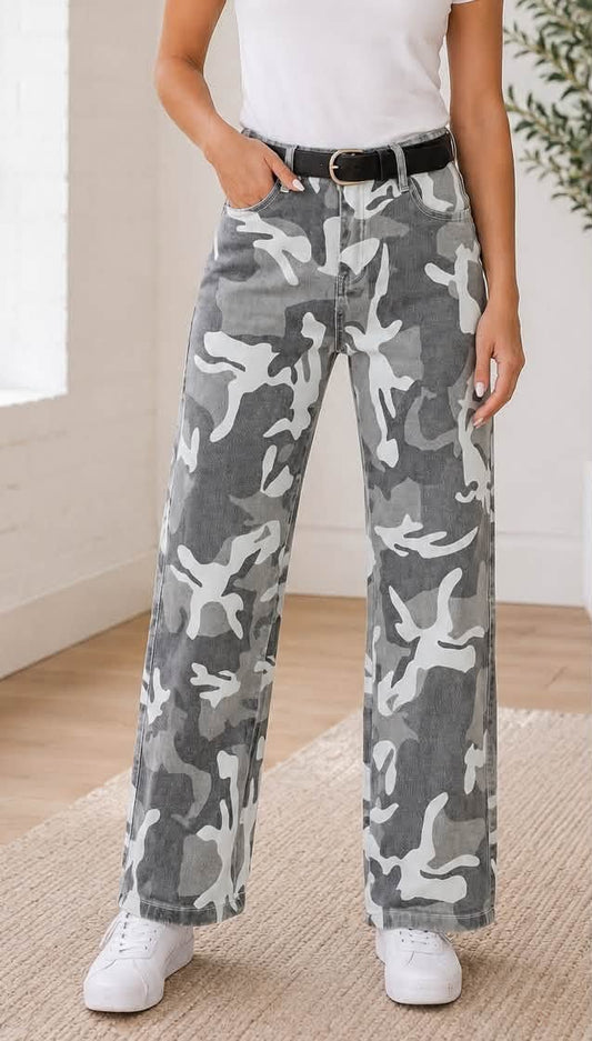 Camo Cotton Denim Jeans