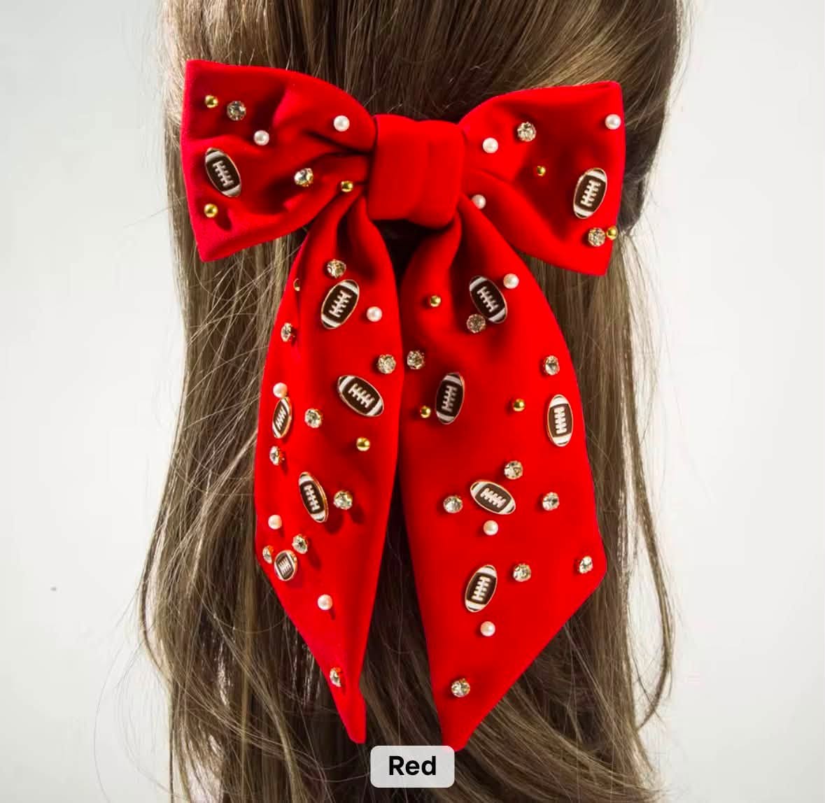 Football Rhinestone Bows (Multiple Colors)