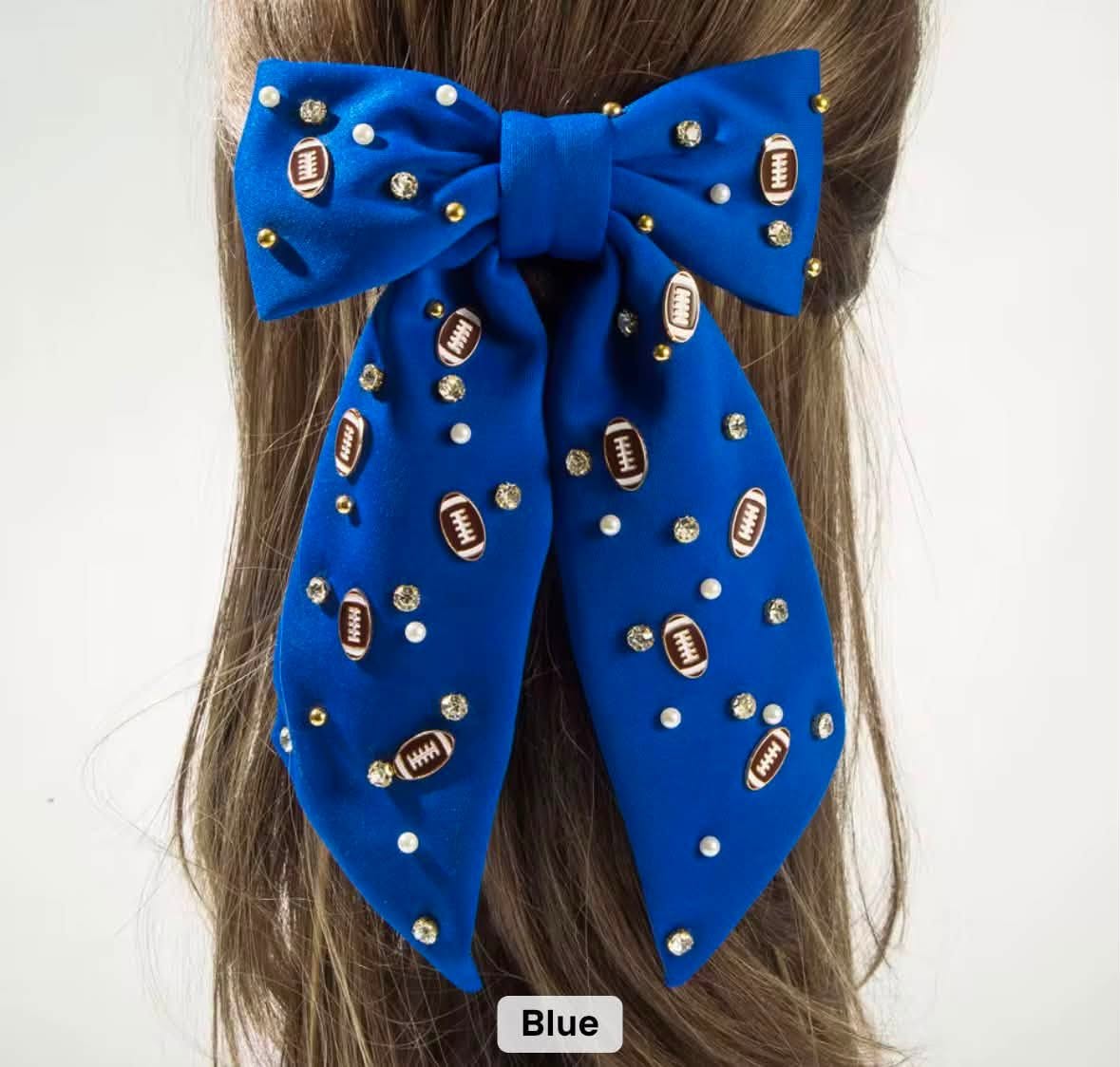 Football Rhinestone Bows (Multiple Colors)