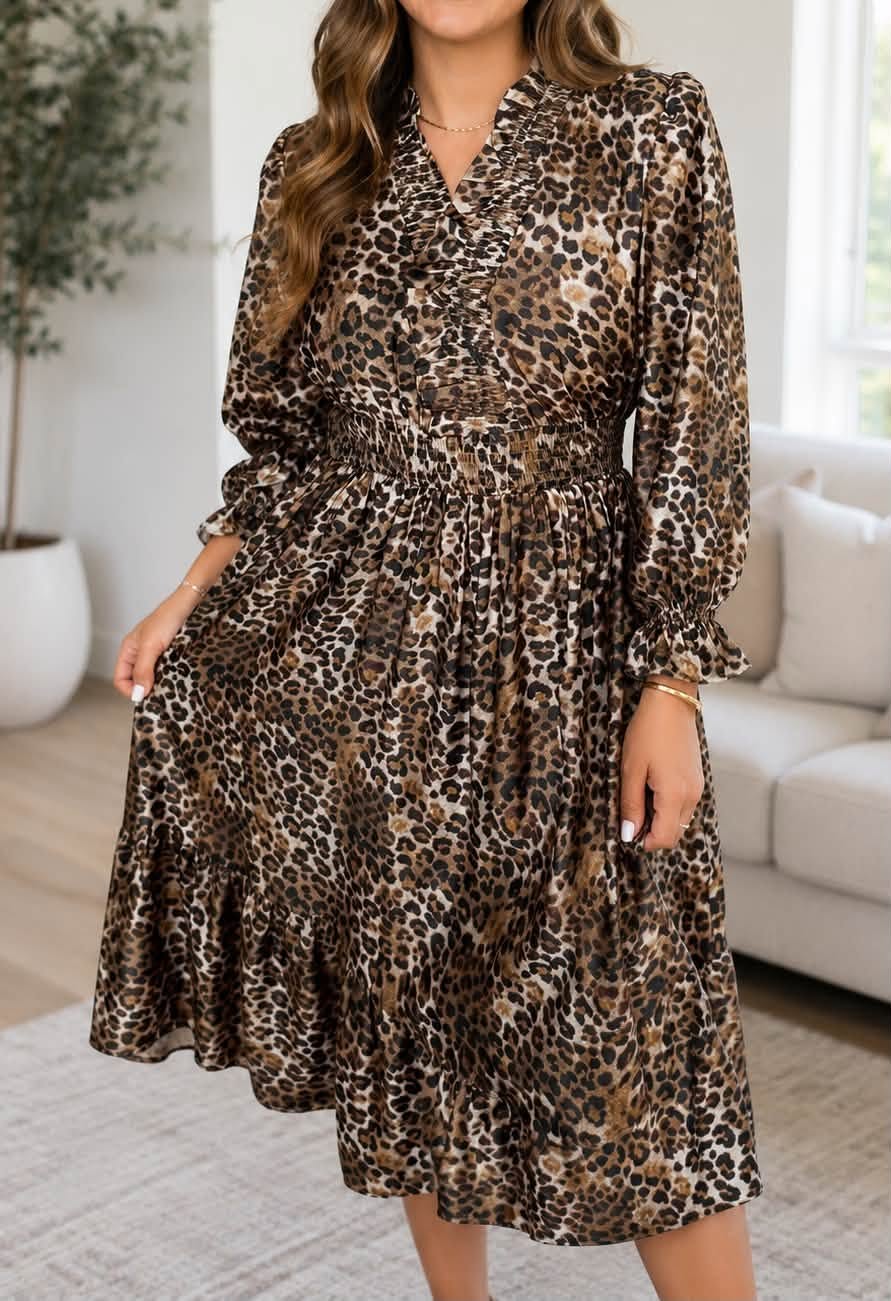 PLUS Brown Leopard Dress