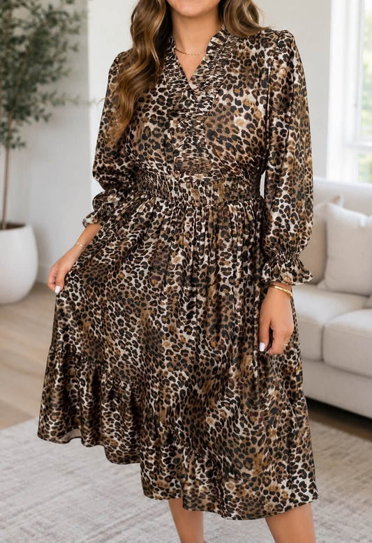 PLUS Brown Leopard Dress