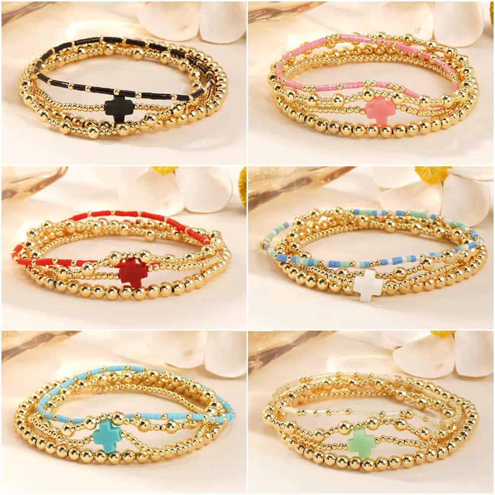 Stackable Cross Bracelet Sets