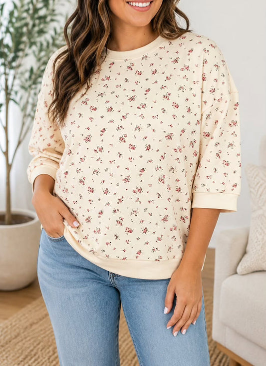 PLUS Beige Floral Blouse