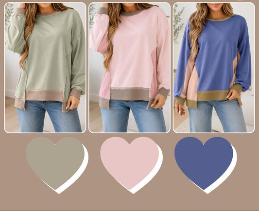 Colorblock Oversized Sweatshirt (Multiple Colors)