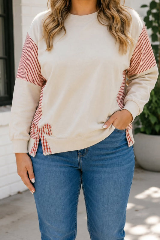 PLUS Striped Patchwork Bow Top