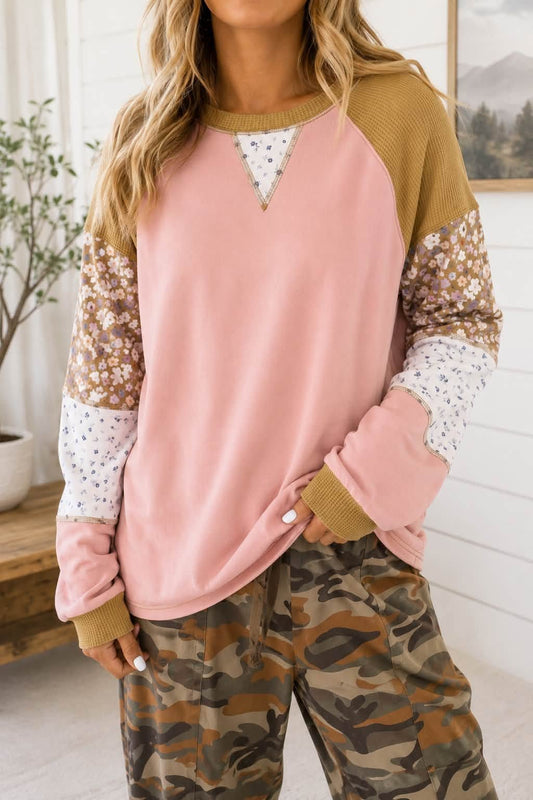 Pink Colorblock Floral Top