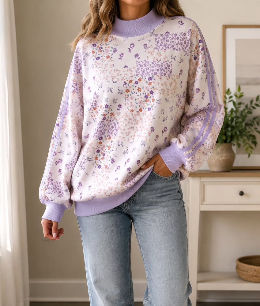 Purple Floral Colorblock