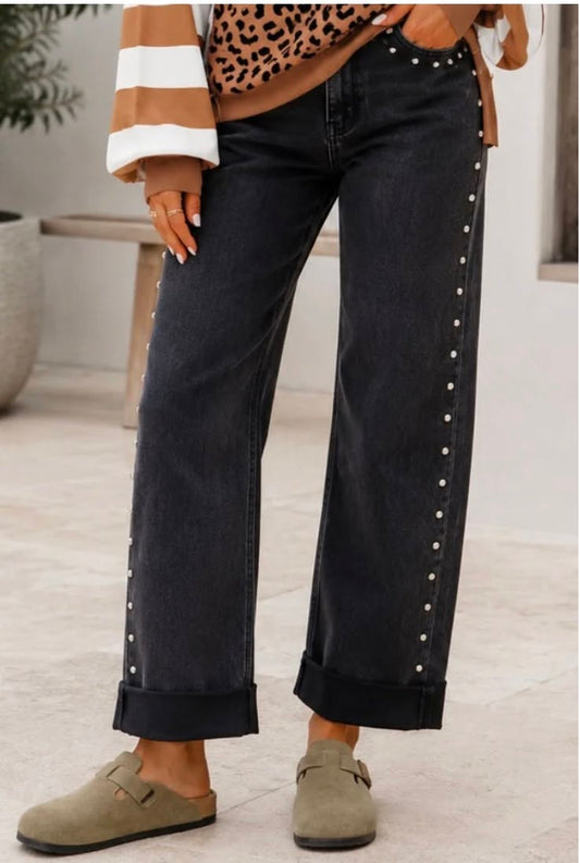 Studded-Detail Jeans