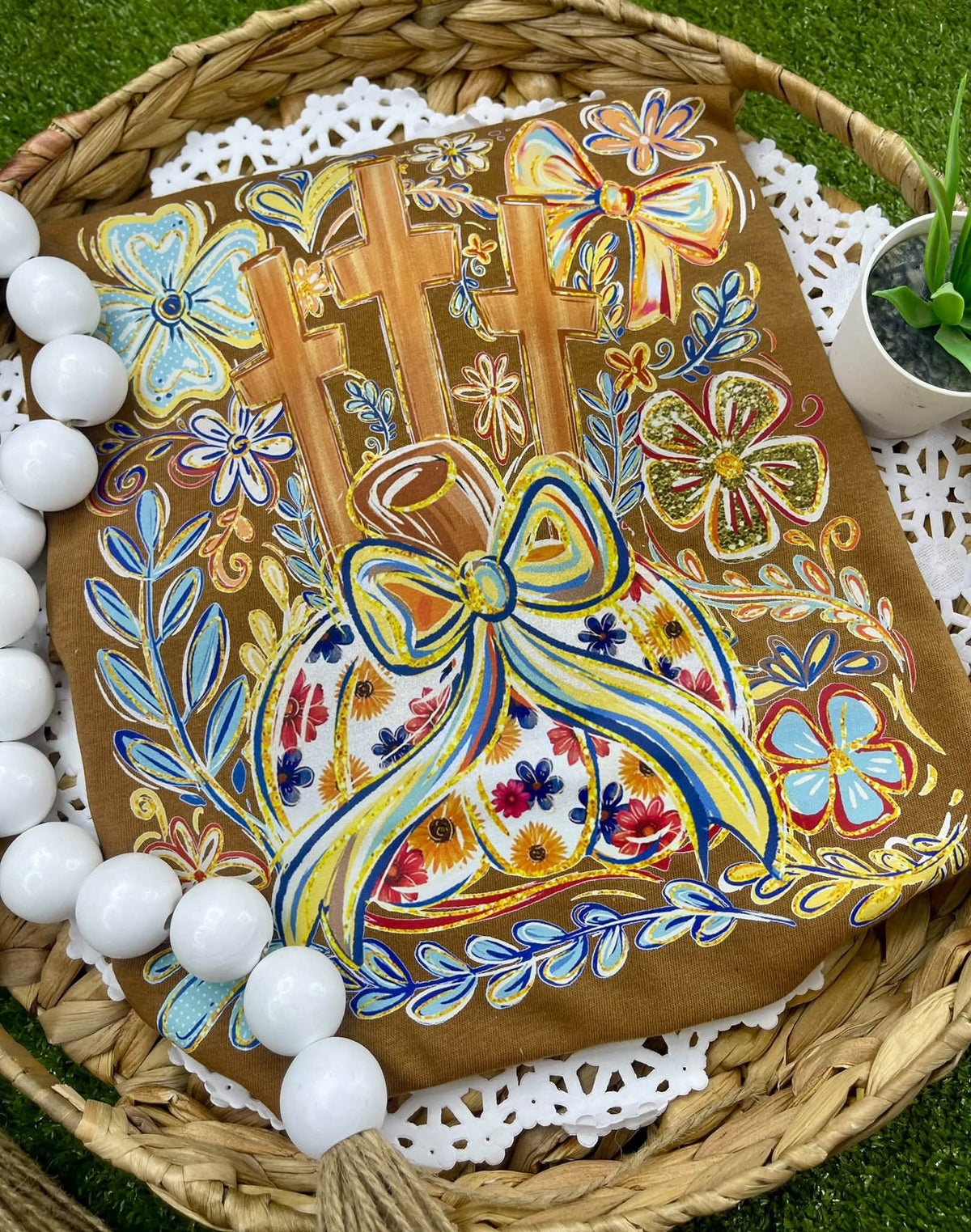 Floral Pumpkin and Crosses