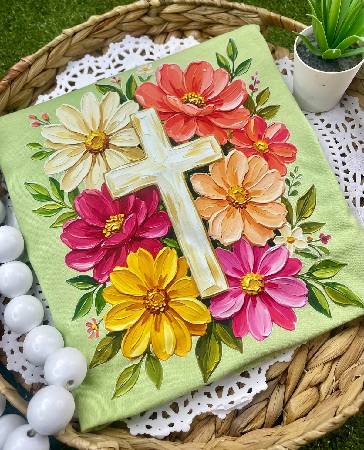 Painted Floral Cross