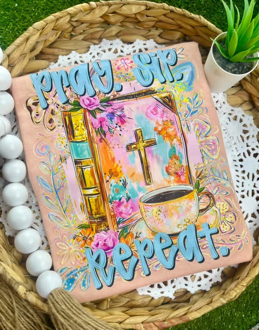 Watercolor Pray, Sip, Repeat