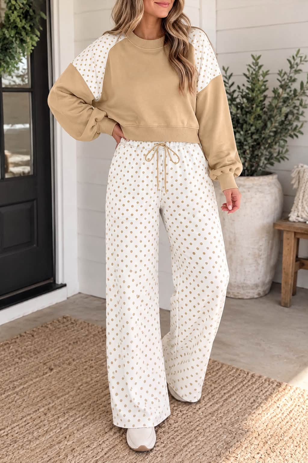 PLUS Khaki Polka Dot Set