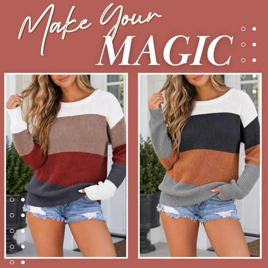 Colorblock Knitted Sweater (2 Color Choices)