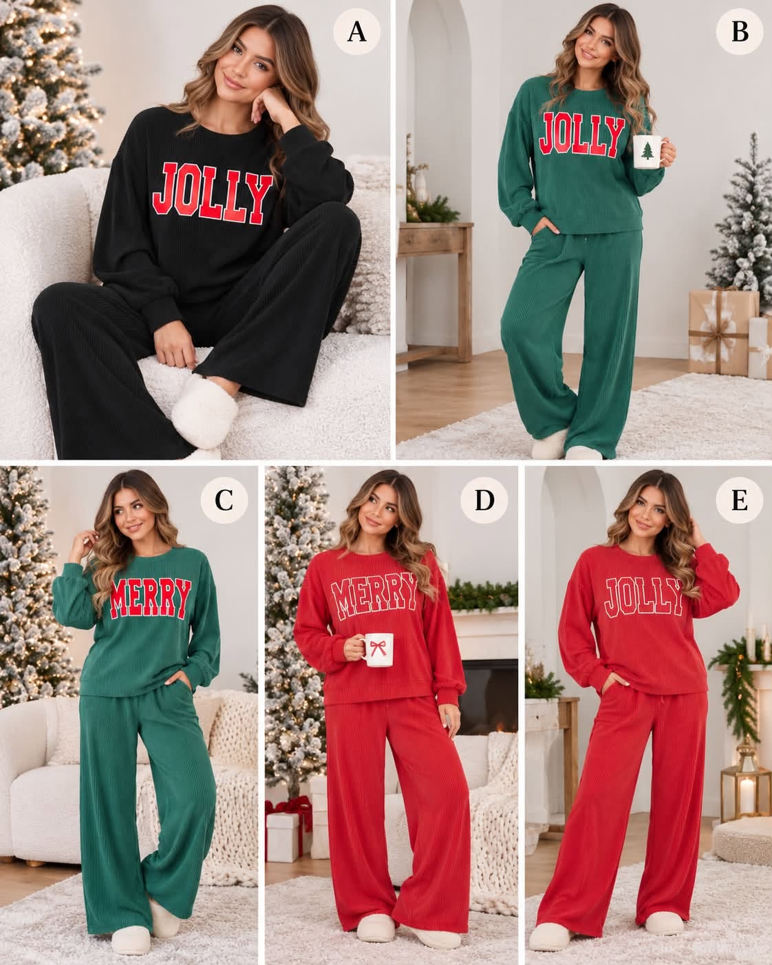 Corded Christmas Long Sleeve Pants Set