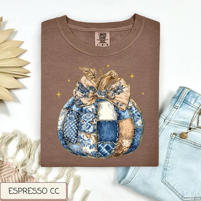 Denim Patchwork Pumpkin Tee
