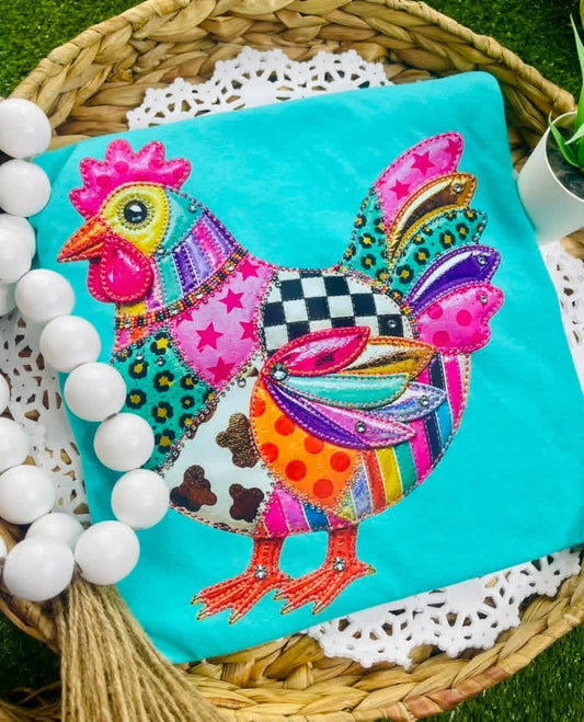 Bright Patchwork Chicken